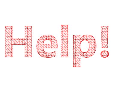 The inscription - Help. Molecular lattice. Structural mesh of polygons on a white background.