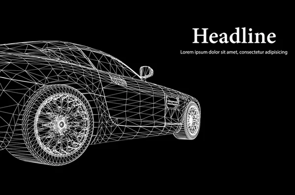 Abstraktes kreatives Konzept Vektor Hintergrund des 3D-Auto-Modells. Sportwagen. — Stockvektor