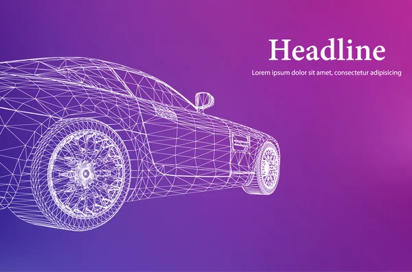 Résumé Concept créatif arrière-plan vectoriel du modèle de voiture 3D. Voiture de sport. — Image vectorielle