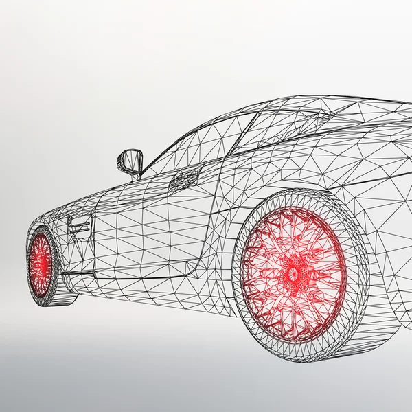 3D araba modelinin soyut yaratıcı konsept vektör arka planı. Spor araba..