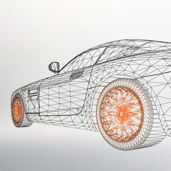 3D araba modelinin soyut yaratıcı konsept vektör arka planı. Spor araba..