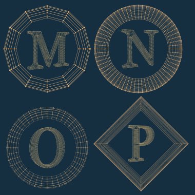 Vector illustration of letter . Fonts of Mesh polygonal. Wire frame contour alphabets. Abstract creative concept vector logo.