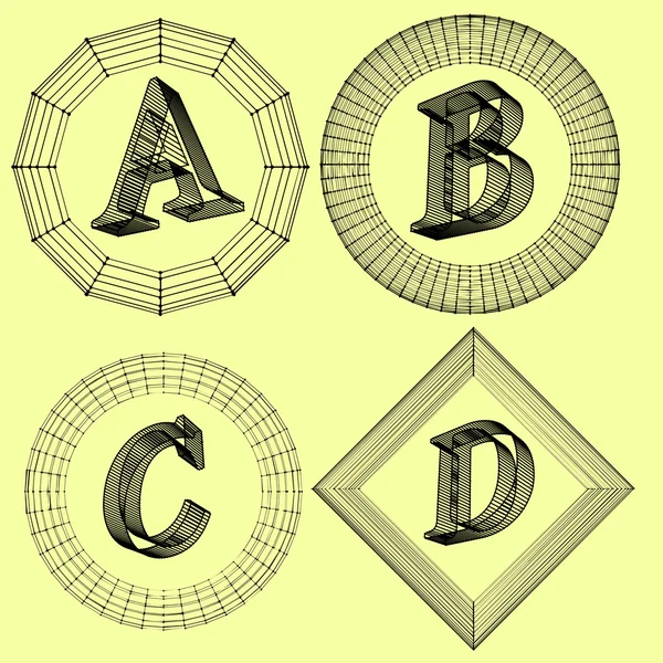 Vector illustration of letter . Fonts of Mesh polygonal. Wire frame contour alphabets. Abstract creative concept vector logo. — Διανυσματικό Αρχείο