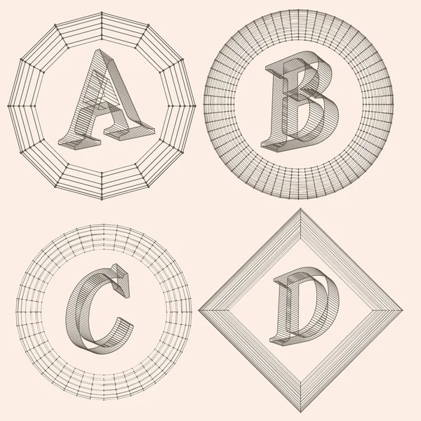 Vector illustration of letter . Fonts of Mesh polygonal. Wire frame contour alphabets. Abstract creative concept vector logo. — ストックベクタ