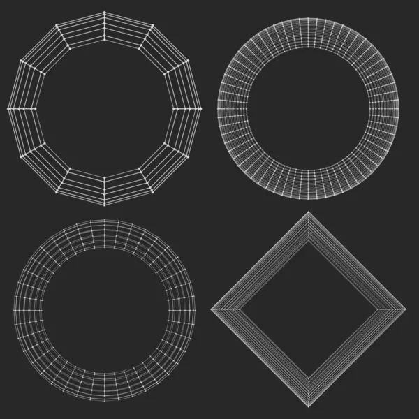 Abstrakter Vektor dekorativer Rahmen. Maschenpoligonal. Molekulargitter. das strukturelle Raster der Polygone. — Stockvektor