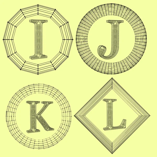 Conjunto de monograma de lujo. Cartas en un marco de líneas conectadas a puntos. Ilustración vectorial eps 10 . — Vector de stock