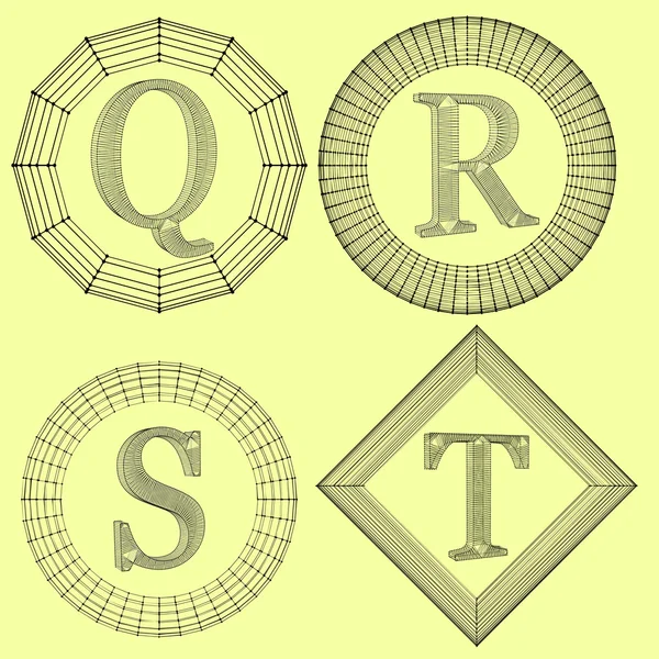 Ensemble de monogramme de luxe. Lettres dans un cadre de lignes reliées à des points. Illustration vectorielle eps 10 . — Image vectorielle