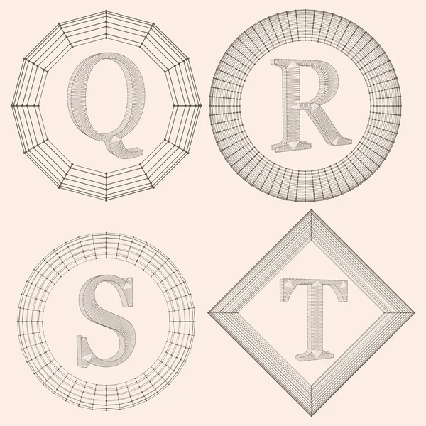 Luxus-Monogramm. Buchstaben in einem Rahmen aus Linien, die mit Punkten verbunden sind. Vektor-Abbildung Folge 10. — Stockvektor