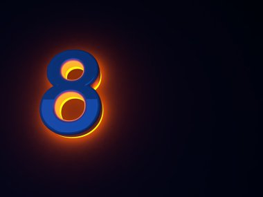 Işıklı ateşli ışık mavi şekil. Turuncu parlamayı. Mavi parlak basamak. Ayrı bir mektup. Raster illüstrasyon.