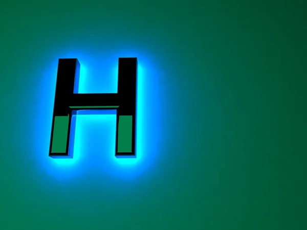 Lichtgevende neon zwarte letters. Blauwe gloed. Zwarte glanzende lettertype. Aparte letters. Raster illustratie. — Stockfoto