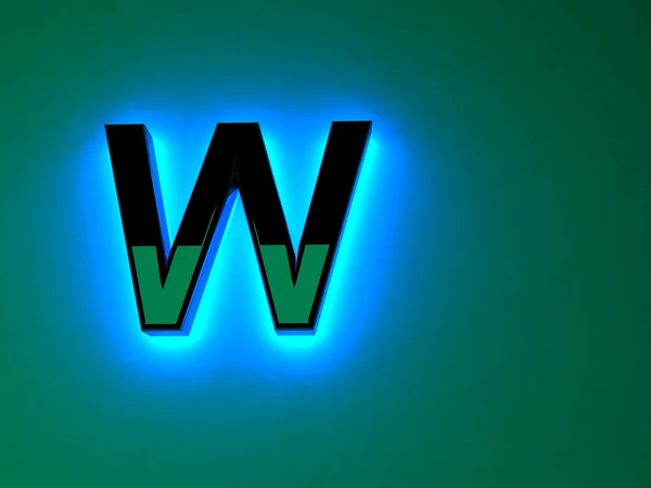 Lichtgevende neon zwarte letters. Blauwe gloed. Zwarte glanzende lettertype. Aparte letters. Raster illustratie. — Stockfoto