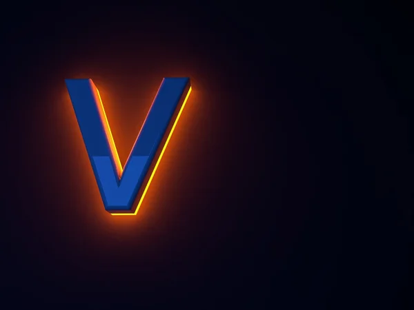Luminous fiery blue letters. Orange glow. Blue shiny font. Separate letters. Raster illustration. — Stock Photo, Image