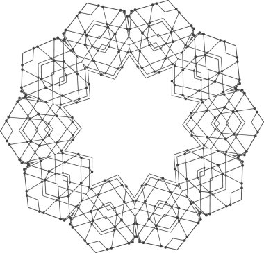 Dekoratif yuvarlak dantel modeli. Soyut süsleme. Şark geleneksel süsleme.