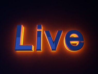 Parlak ışıklı işaret Live. Turuncu neon glow.
