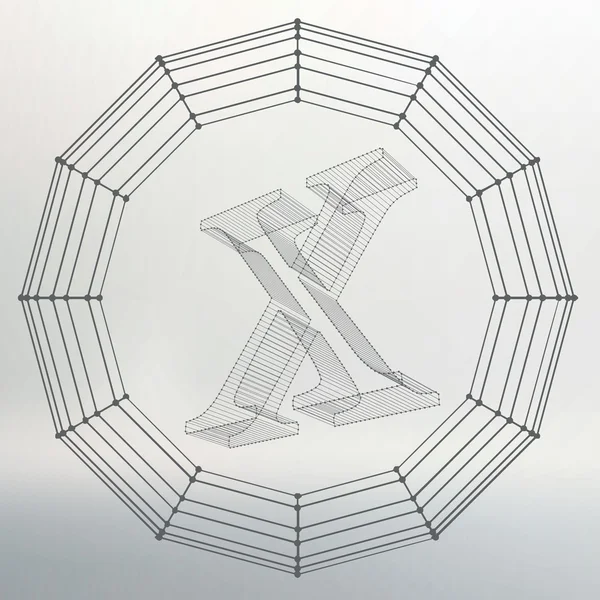 Illustration vectorielle de la lettre X. Polices de Mesh polygonal. Alphabets de contour de trame métallique. Concept créatif abstrait logo vectoriel . — Image vectorielle