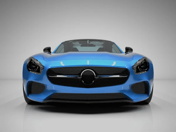Sports car front view. The image of a sports blue car on a white background. — Stock Photo, Image