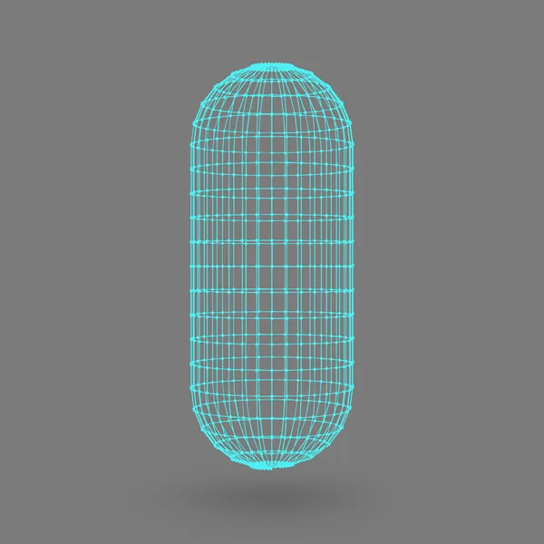 Veelhoekige capsule. De capsule van de lijnen verbonden punten. Atomic Rooster. Drijvende constructieve oplossing tank. Witte achtergrond met kleurovergang. — Stockvector