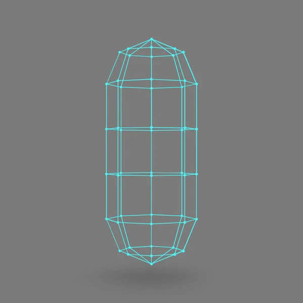 Capsule polygonale. La capsule des lignes reliait les points. Un réseau atomique. Conduite réservoir de solution constructive. fond dégradé blanc . — Image vectorielle