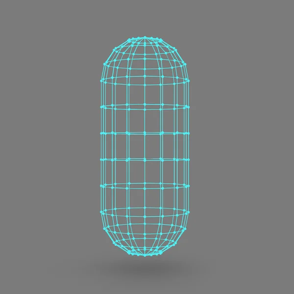 Polygonale Kapsel. die Kapsel der Linien verbunden Punkte. Atomgitter. konstruktive Lösungsansätze. weißer Farbverlauf Hintergrund. — Stockvektor