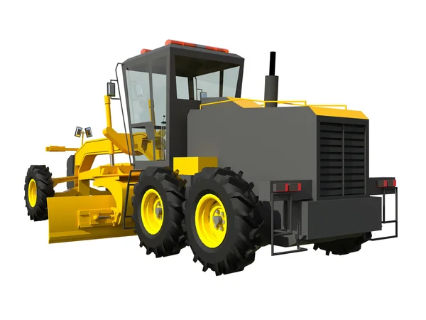 Grader. Construction machinery. Three-dimensional model of a construction machine. Raster illustration. Rendering object. — Stok fotoğraf