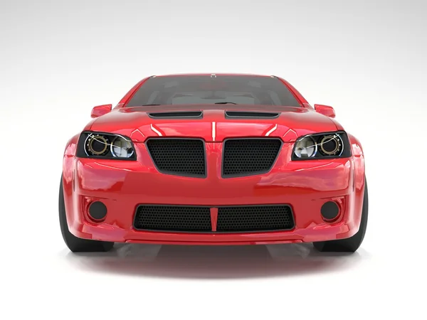 Sports car front view. The image of a sports red car on a white background. — Stock Photo, Image
