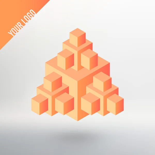 Logo cubo naranja con muchos otros cubos — Vector de stock