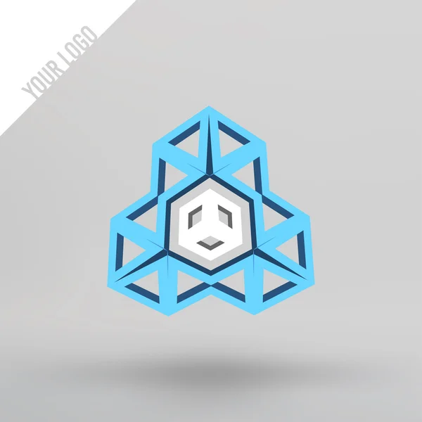 Abstract vector 3d logo. Arches in perspective projection. Figure of triangles for your design. — Stok Vektör