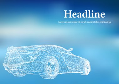 3D araba modelinin soyut yaratıcı konsept vektör arka planı. Spor araba..