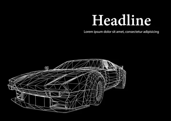 Résumé Concept créatif arrière-plan vectoriel du modèle de voiture 3D. Voiture de sport. — Image vectorielle