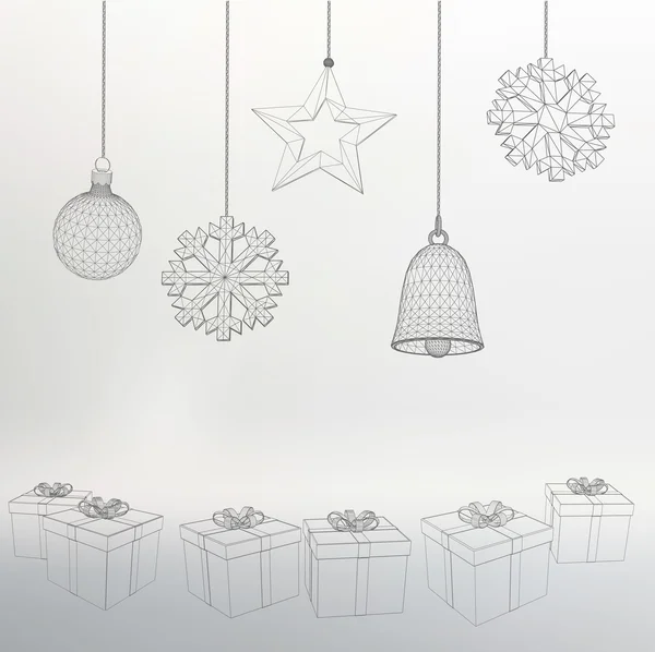 Décoration de Noël et boîte cadeau Illustration vectorielle. Triangle polygone. La grille structurelle des polygones. Résumé Concept créatif arrière-plan vectoriel. Papier à en-tête et brochure de style design polygonal . — Image vectorielle