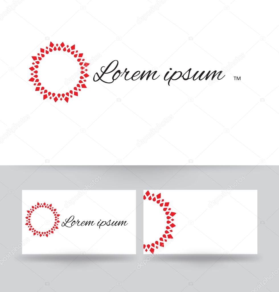 Logo Floral design of monogram with business card template. Vector illustration