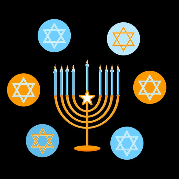 犹太节日。快乐的光明节卡设计。矢量图 — 图库矢量图片