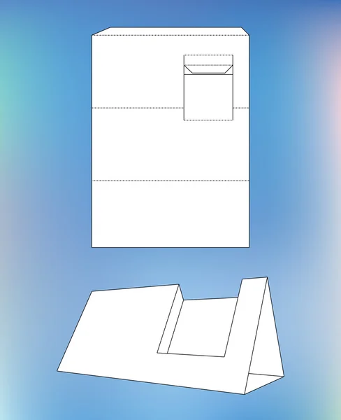 Caja de presentación de tarjetas de visita. Caja de visualización del producto con diseño de plano. Soporte de tarjeta de visita y patrón troquelado — Vector de stock