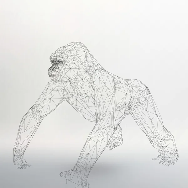 Векторна ілюстрація символу Мавпи 2016 року. Трикутна багатокутна модель. Молекулярна решітка. Структурна сітка багатокутників — стоковий вектор