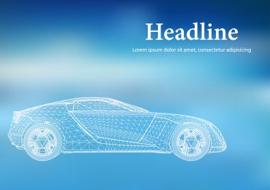 3D araba modelinin soyut yaratıcı konsept vektör arka planı. Spor araba..