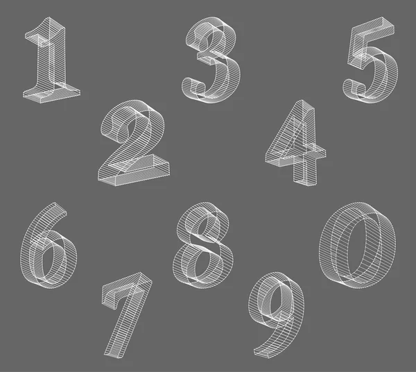 Vector low poly numbers font. Set Polygon number alphabet. Vector illustration. — Stock Vector