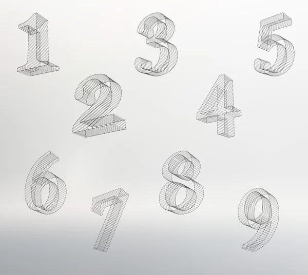 Fonte vectorielle low poly numbers. Réglez l'alphabet des numéros Polygone. Illustration vectorielle . — Image vectorielle