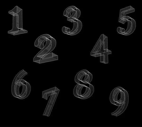 Fonte vectorielle low poly numbers. Réglez l'alphabet des numéros Polygone. Illustration vectorielle . — Image vectorielle