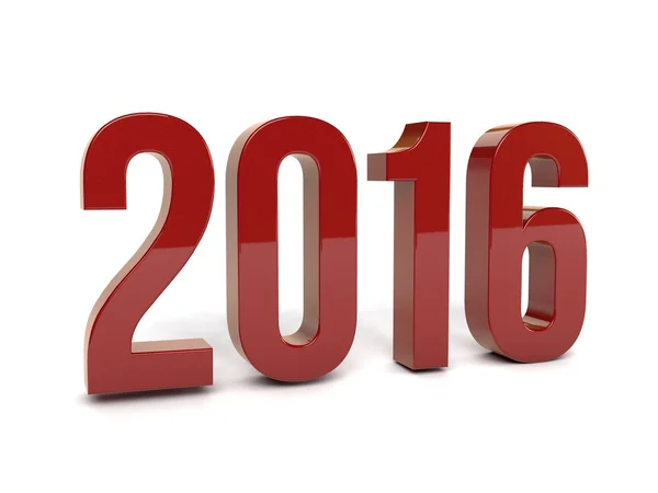 Rot 2016 Jahr auf weißem Hintergrund. 3D gerendertes Bild. — Stockfoto