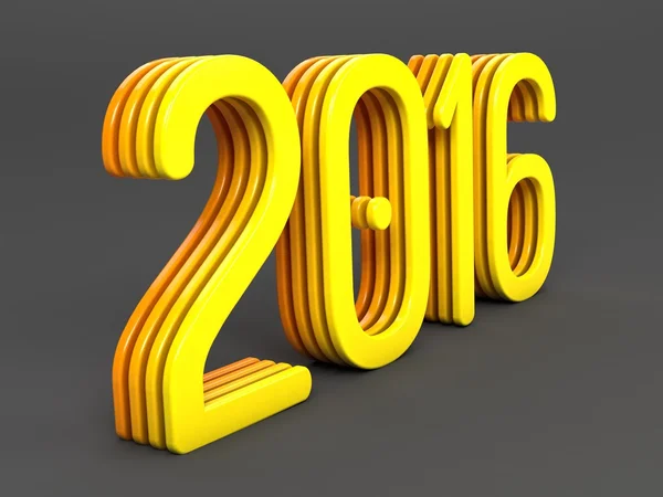 Yellow 2016 year on a gray background. 3d rendered image. — Stock Photo, Image