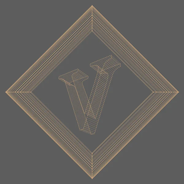 Vector illustration of letter V. Fonts of Mesh polygonal. The structural grid of polygons. Abstract Creative concept vector background. Molecular lattice. Polygonal design style letterhead and — Wektor stockowy