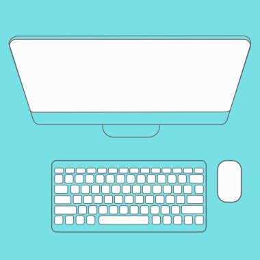 Abstract Creative concept vector background. Line icons flat design elements. Modern vector Illustration pictogram of computer.