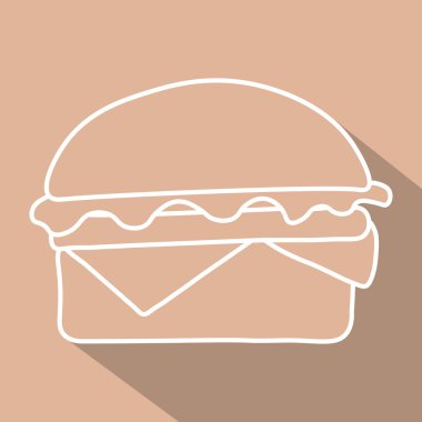 Hamburger simgesi simgesi uzun gölge ile. Vektör çizim eps 10.