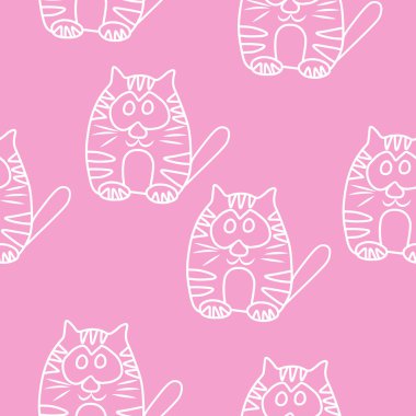 Komik Seamless modeli ile kedi. Bebek kedi vektör modeli. Çizgi film vektör sorunsuz duvar kağıdı