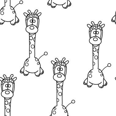 Zürafa ile komik Seamless modeli. Bebek zürafa desen vektör. Çizgi film vektör sorunsuz duvar kağıdı