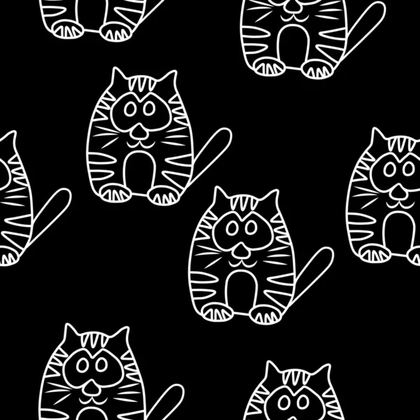 Lustiges nahtloses Muster mit Katze. Babykatzenvektormuster. Cartoon-Vektor nahtlose Tapete — Stockvektor