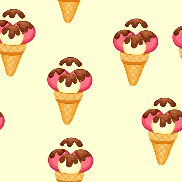 패턴 아이스크림 벡터 eps 일러스트 10입니다. 텍스처 딸기와 바닐라 아이스크림 디저트의 배경. — 스톡 벡터