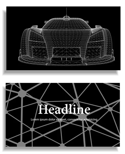 Résumé Concept créatif arrière-plan vectoriel du modèle de voiture 3D. Voiture de sport. Papier à en-tête de style polygonal et brochure pour les entreprises — Image vectorielle