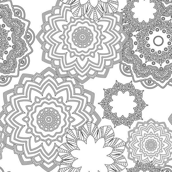 Hand drawn zentangle floral doodles  tribal style for adult coloring book. Vector illustration eps 10 for your design — Stok Vektör