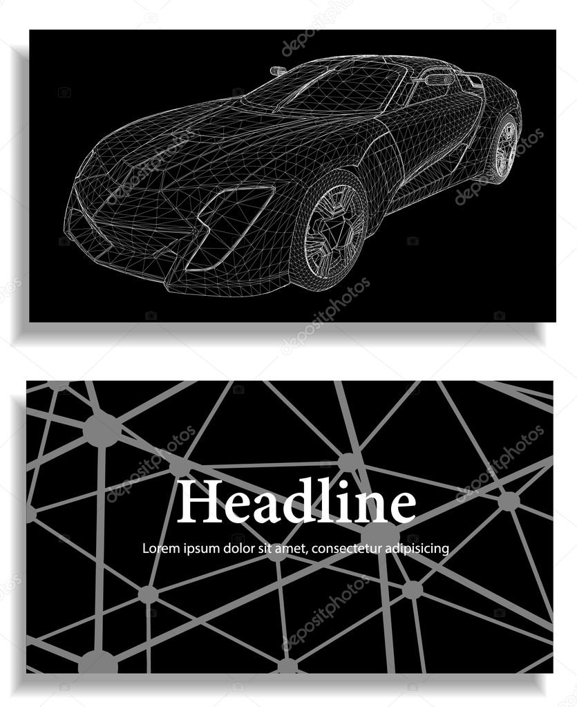 Abstract Creative concept vector background of 3d car model. Sports car. Polygonal design style letterhead and brochure for business